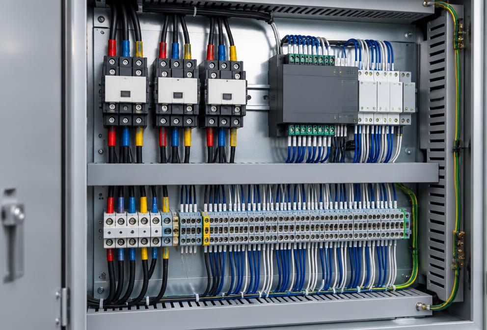 Neatly wired commercial lighting control panel